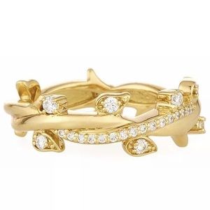 Penny Preville 18K Yellow Gold Diamond Leaf Ring.